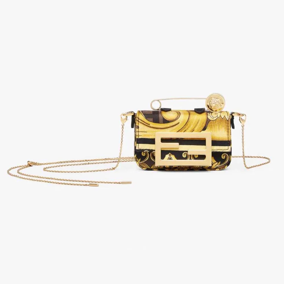 Fendi Nano Baguette Charm Fendace Black Leather Charm for Women Fendi Nano Baguette Charm Fendace Black Leather Charm for Women