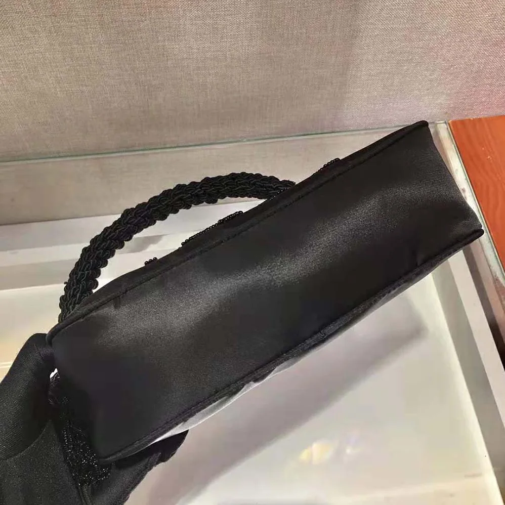 Prada Nylon Bag with Embroidery for Women in Black