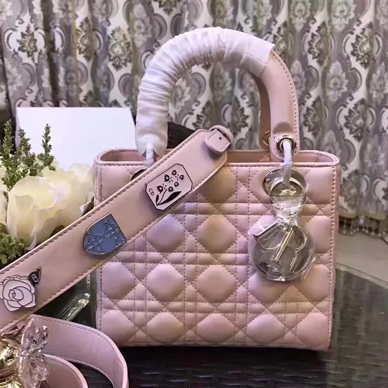 Dior My Lady Dior Bag in Cannage Lambskin in Pink