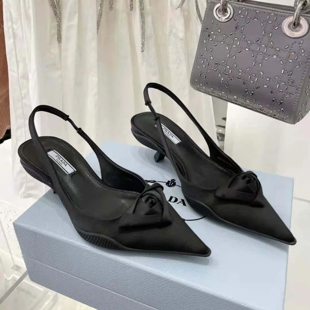 Prada Nylon Gabardine Slingback Pumps for Women in Black