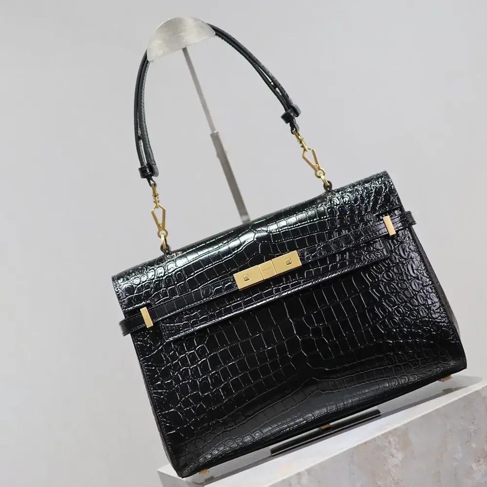 Saint Laurent YSL Manhattan Top for Women in handle in Shiny Alligator Saint Laurent YSL Manhattan Top for Women in handle in Shiny Alligator