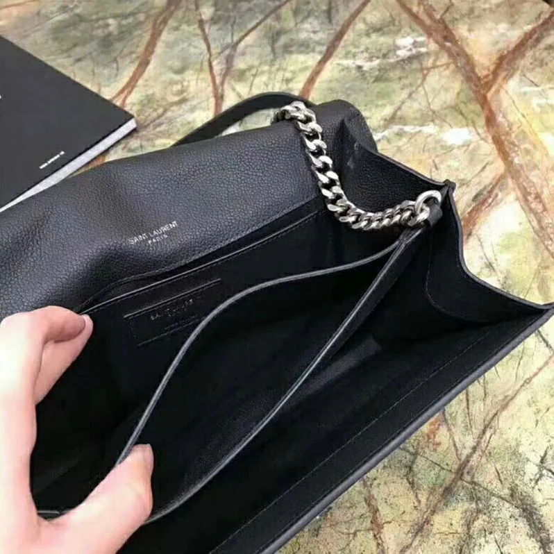 Saint Laurent YSL Sunset Medium in Grained Leather for Women in Black Saint Laurent YSL Sunset Medium in Grained Leather for Women in Black