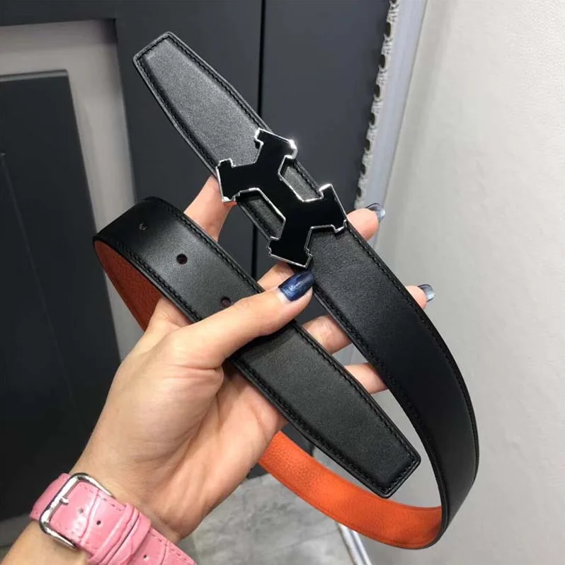 Hermes Street H Belt Buckle & Reversible Leather Strap 32 mm for Men in Orange