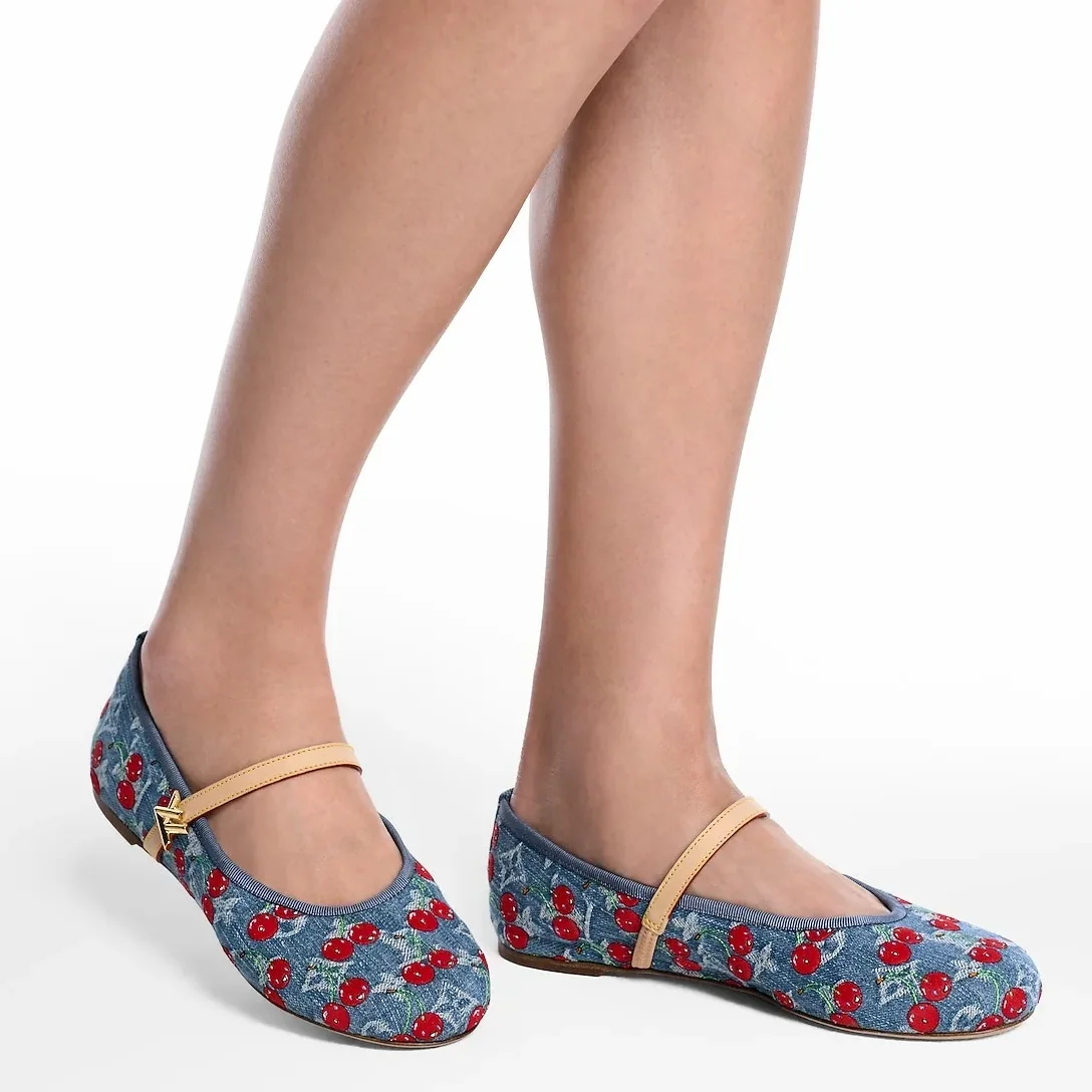 Louis Vuitton LV x TM Romy Flat Ballerina Denim 1AHKOV Louis Vuitton LV x TM Romy Flat Ballerina Denim 1AHKOV