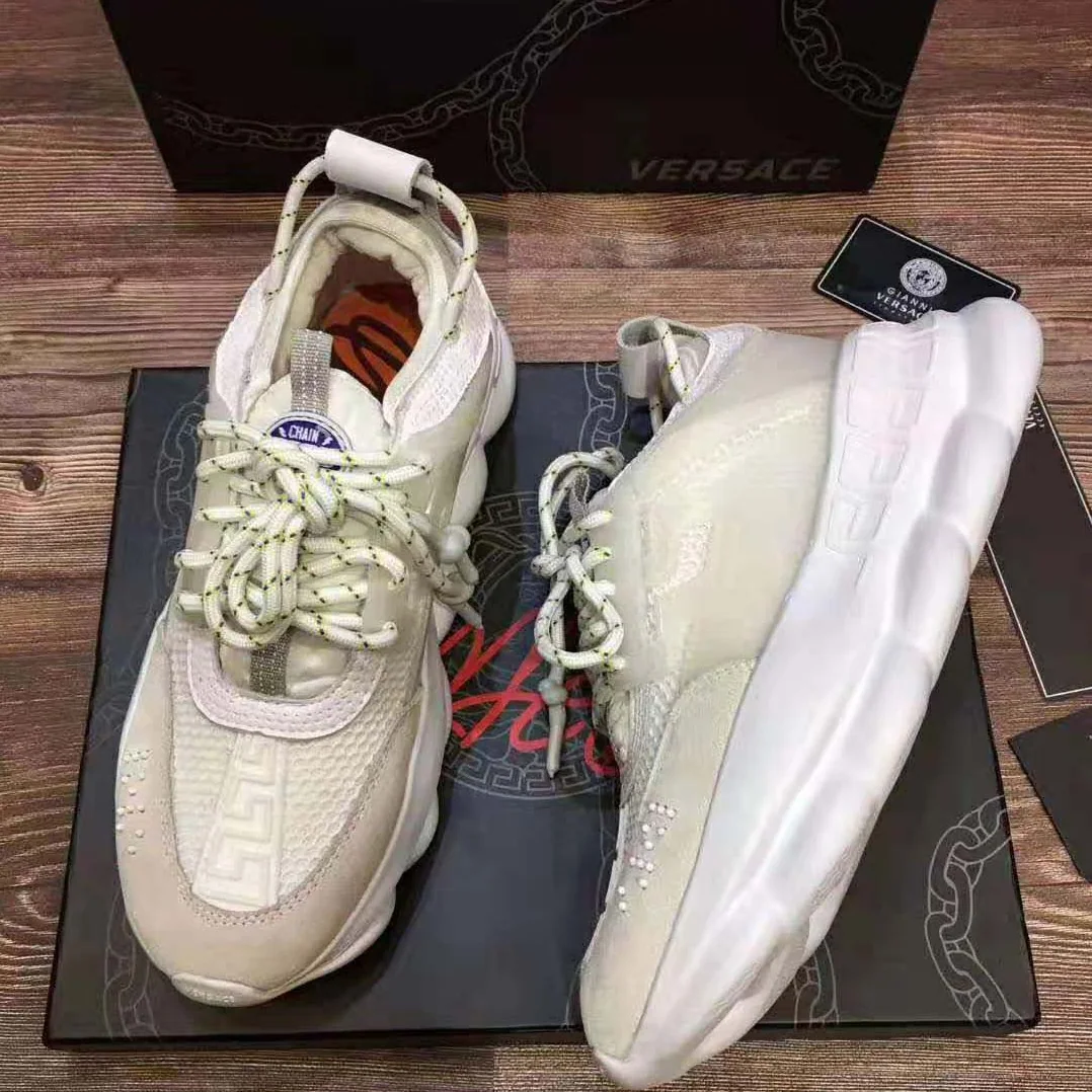 Versace Chain Reaction Sneakers for Men in White Versace Chain Reaction Sneakers for Men in White