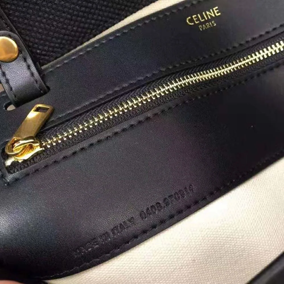 Celine Cabas Maillon Triomphe in Textile and Calfskin for Women Celine Cabas Maillon Triomphe in Textile and Calfskin for Women