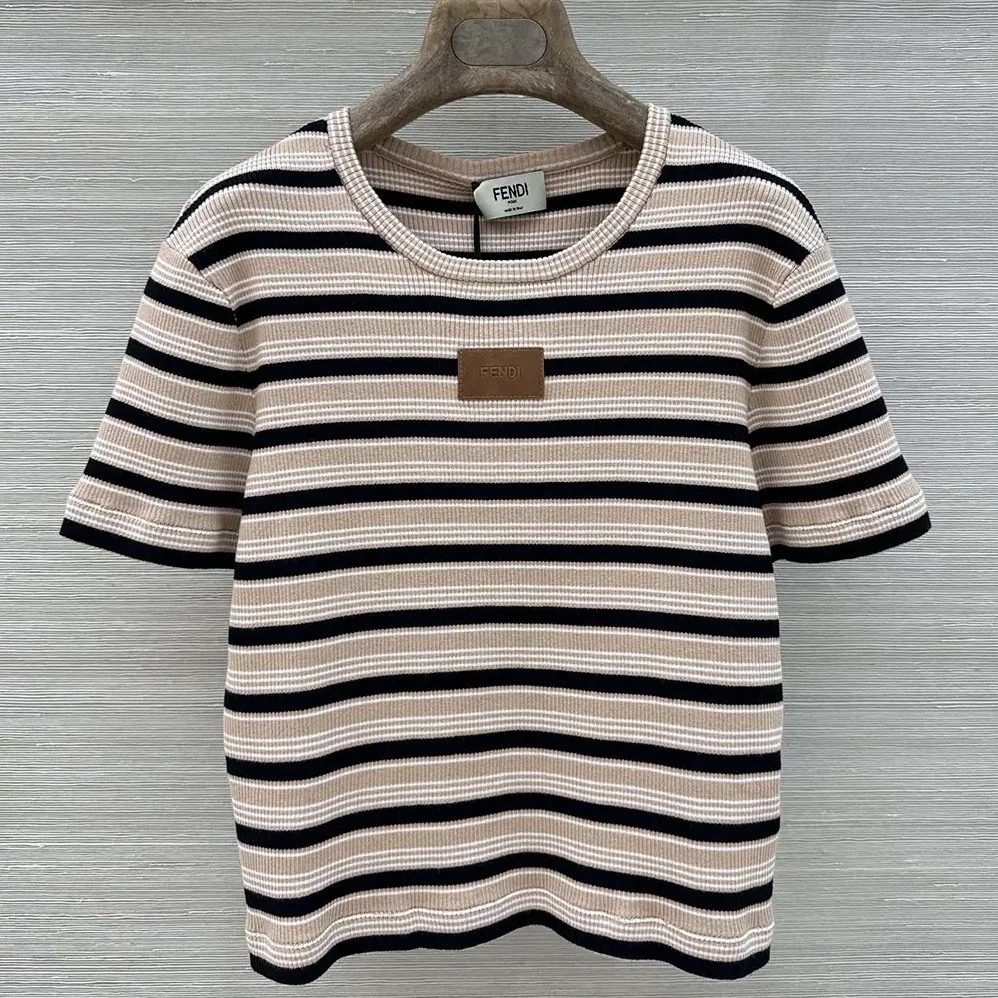 Fendi Top Multicolor Striped Cotton Jumper for Women Fendi Top Multicolor Striped Cotton Jumper for Women