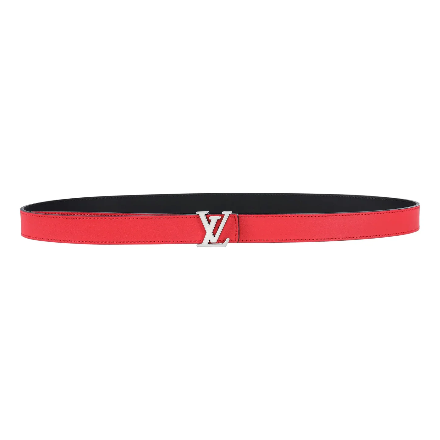Reversible Red in Black Leather Belt