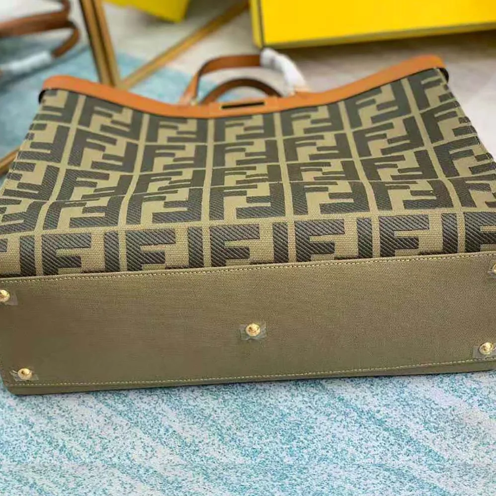 Fendi Peekaboo X for Women in Tote Green Canvas Bag Fendi Peekaboo X for Women in Tote Green Canvas Bag