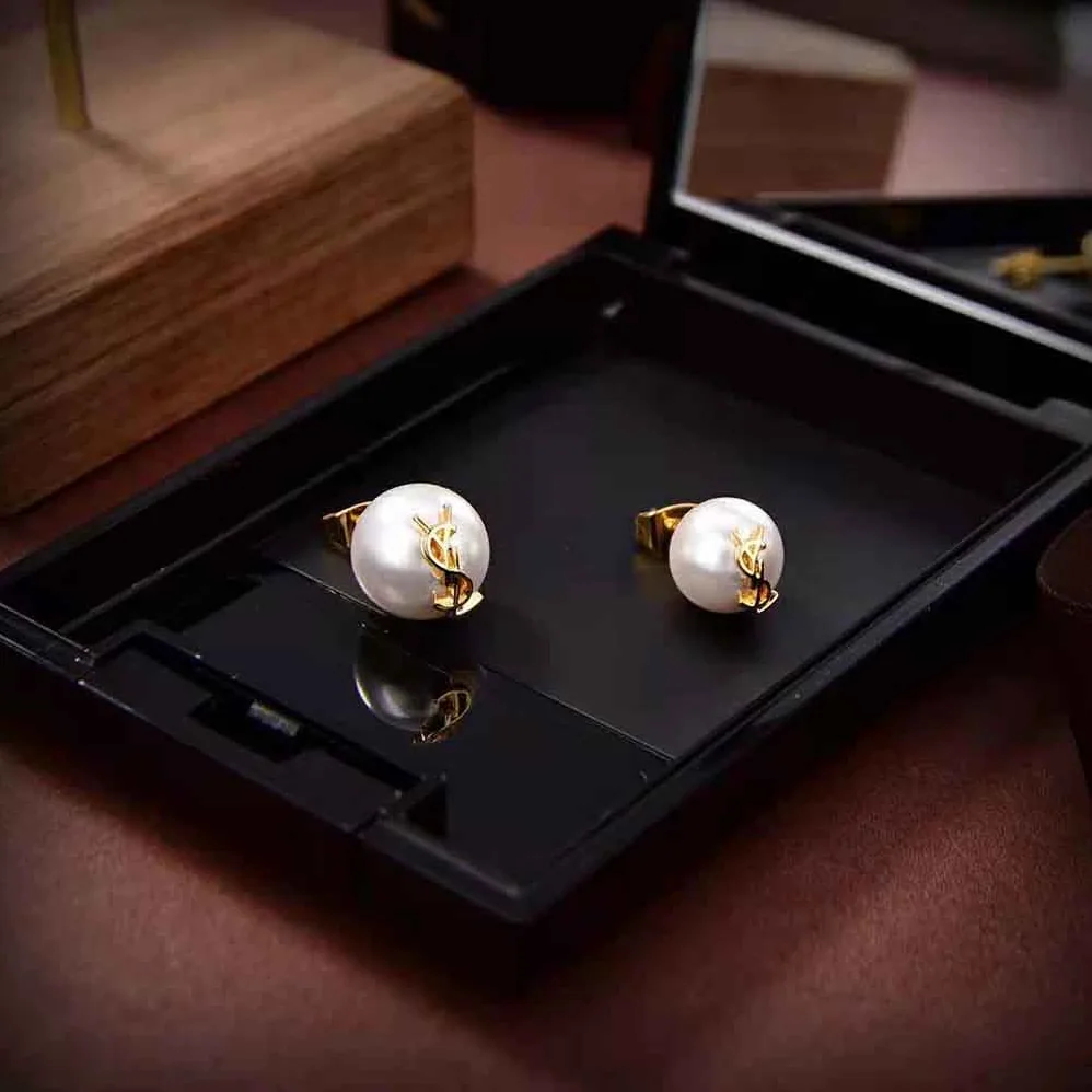 Saint Laurent YSL Ysl Pearl Earrings in Metal for Women Saint Laurent YSL Ysl Pearl Earrings in Metal for Women