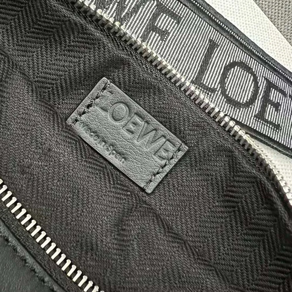 Loewe Anton Sling in Supple Smooth Calf and Jacquard for Men in Black