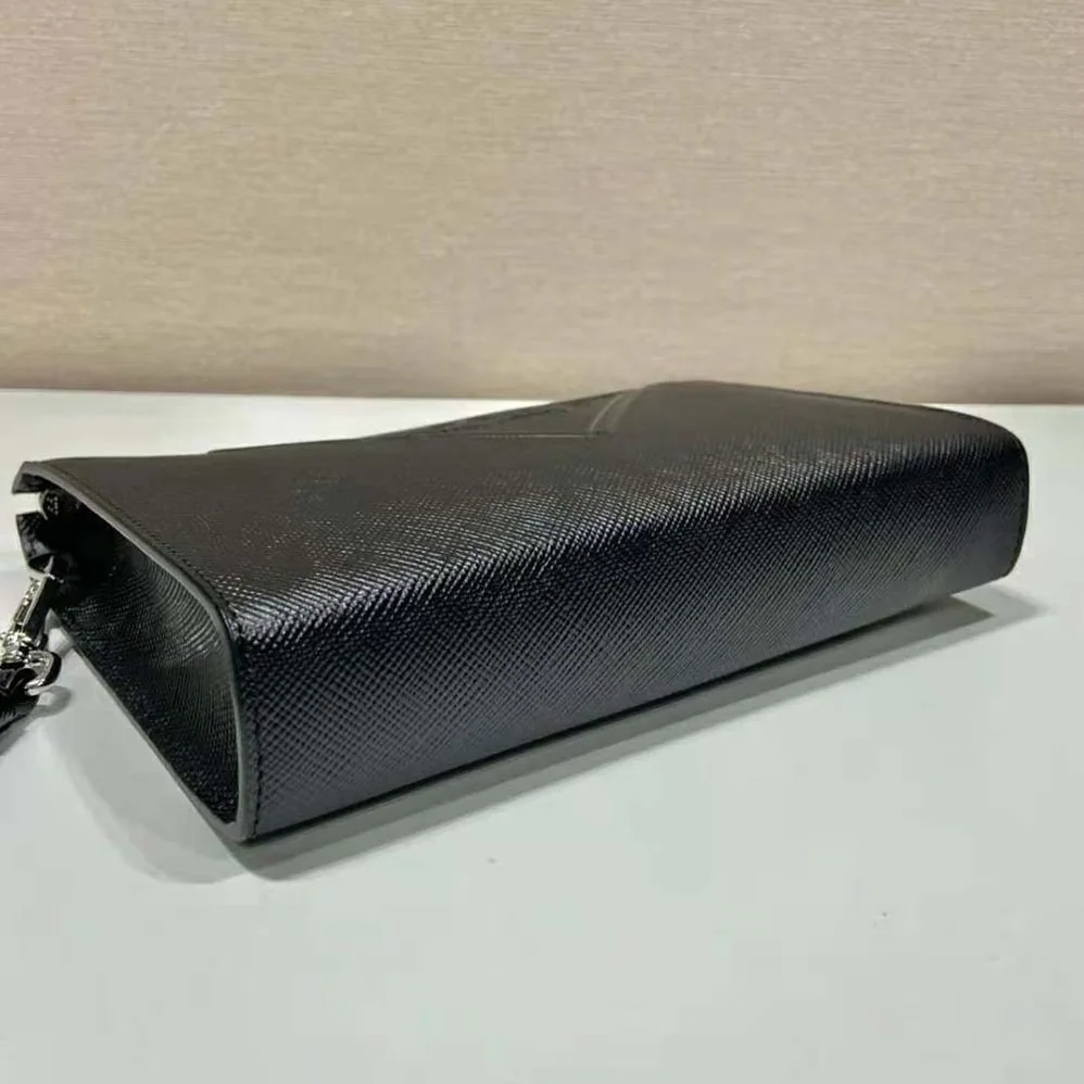 Prada Saffiano Leather Pouch for Men in Black Prada Saffiano Leather Pouch for Men in Black