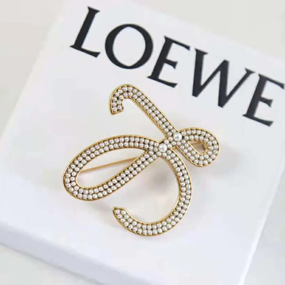 Loewe Brooch in Metal and Pearls for Women Loewe Brooch in Metal and Pearls for Women