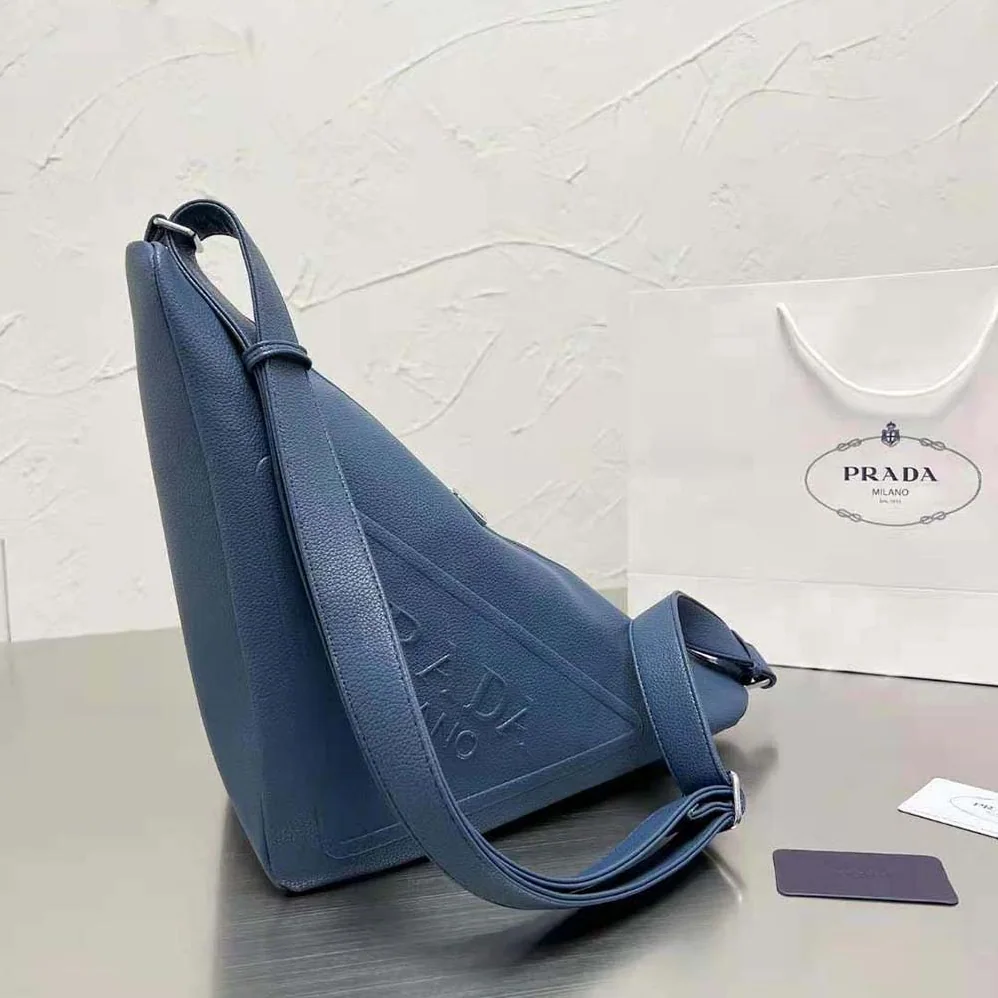 Prada Leather Prada Triangle Bag for Men in Navy Prada Leather Prada Triangle Bag for Men in Navy