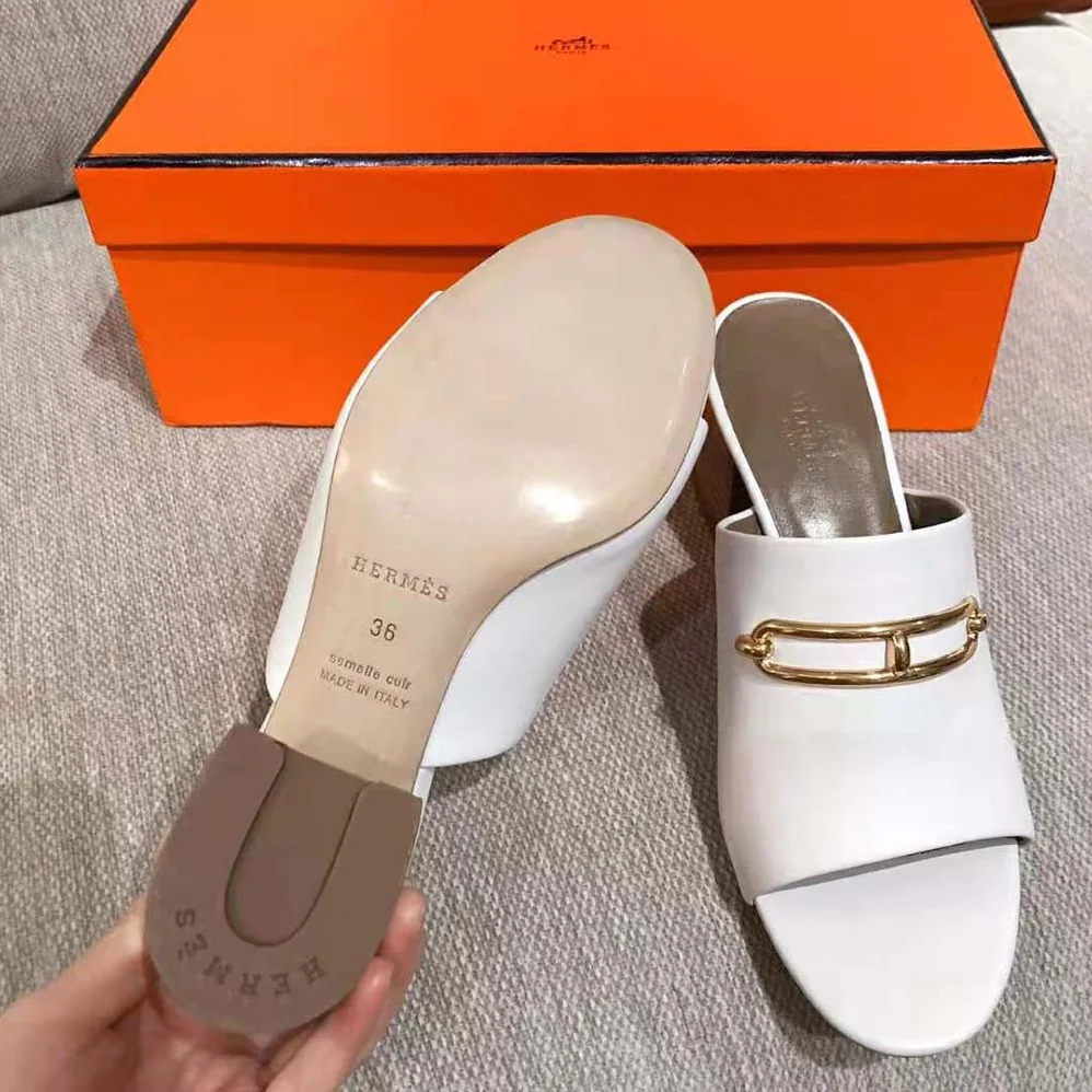 Hermes Camilla Mule High Heel Mule in Calfskin for Women in White