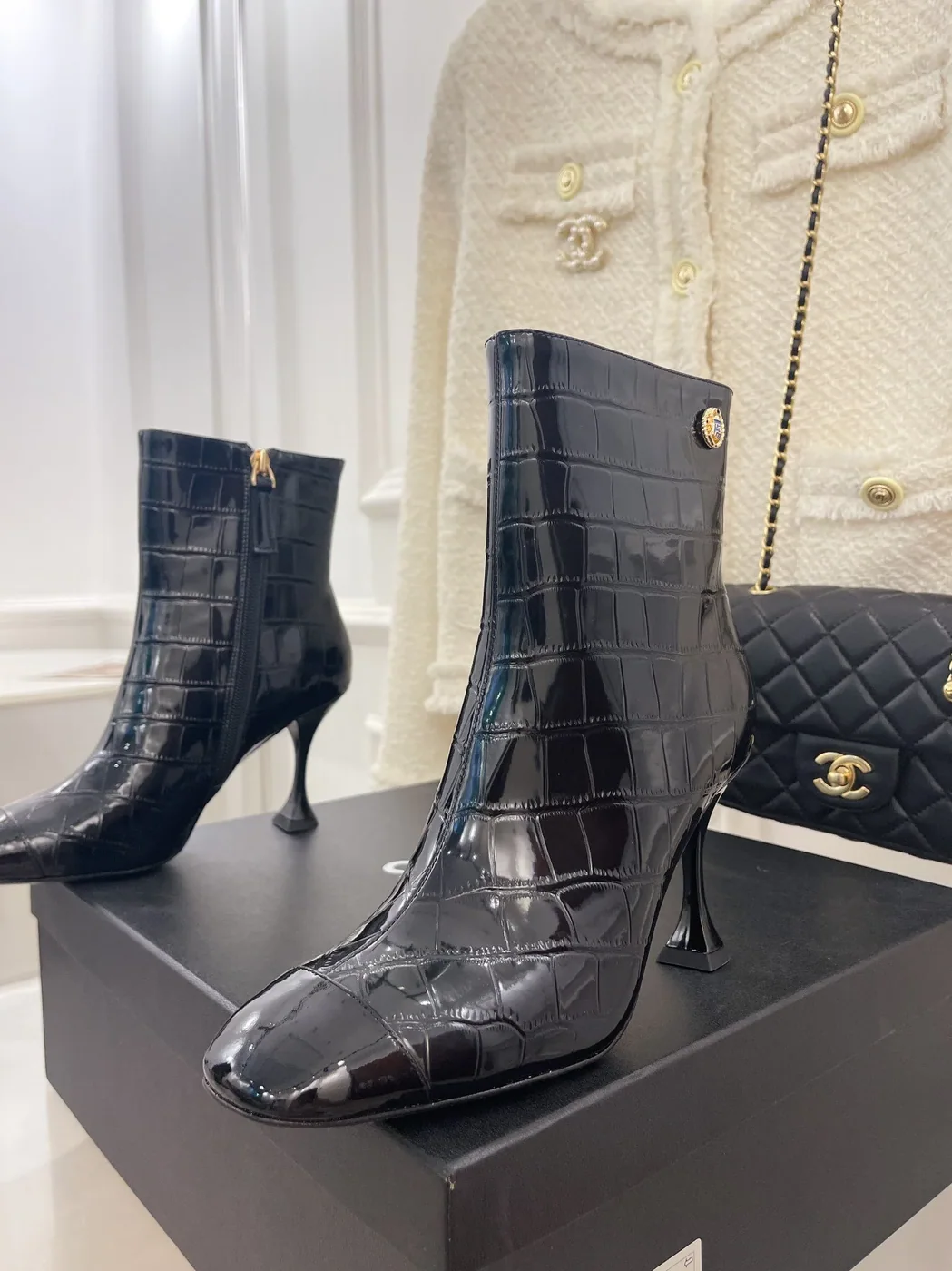 Chanel Short Boots Black for Women