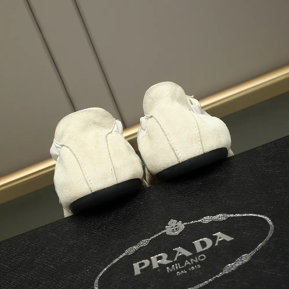 Prada Collapse Re-Nylon and Suede Elasticized Sneakers for Unisex in Ivory Prada Collapse Re-Nylon and Suede Elasticized Sneakers for Unisex in Ivory