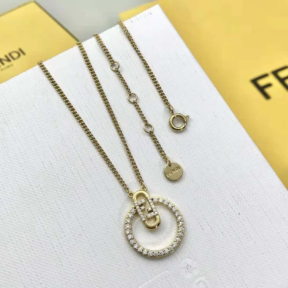 Fendi O Lock Necklace Gold for Women in Colored
