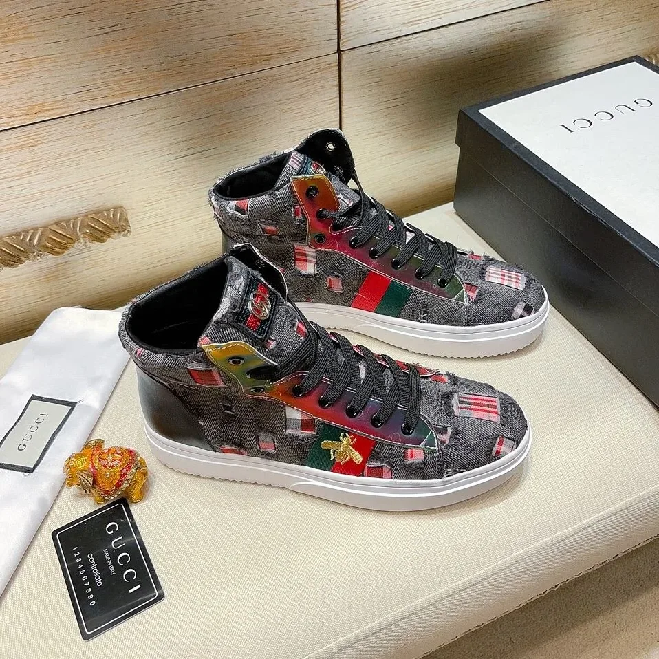 Gucci Basket Jean's High Top With Bee Sneaker Black for Men Gucci Basket Jean's High Top With Bee Sneaker Black for Men