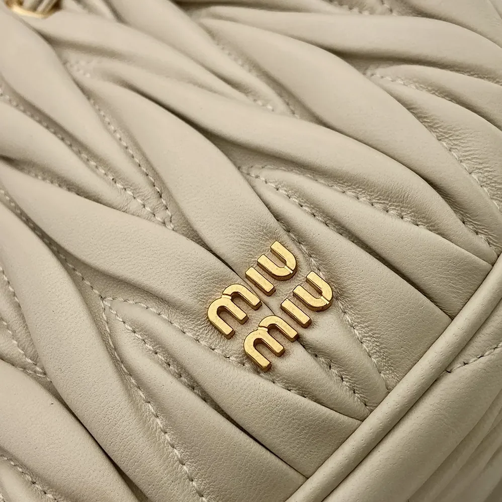 Miu Miu Matelassé Nappa Leather Pouch for Women in White Miu Miu Matelassé Nappa Leather Pouch for Women in White