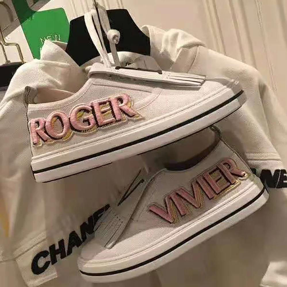Roger Vivier Call Me Vivier Patch Sneakers for Women in White Roger Vivier Call Me Vivier Patch Sneakers for Women in White