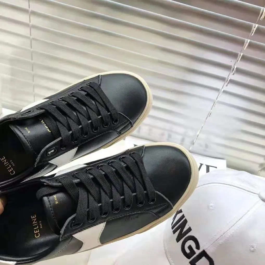 Celine Celine Triomphe Low Lace Up Sneaker Calfskin for Women in Black