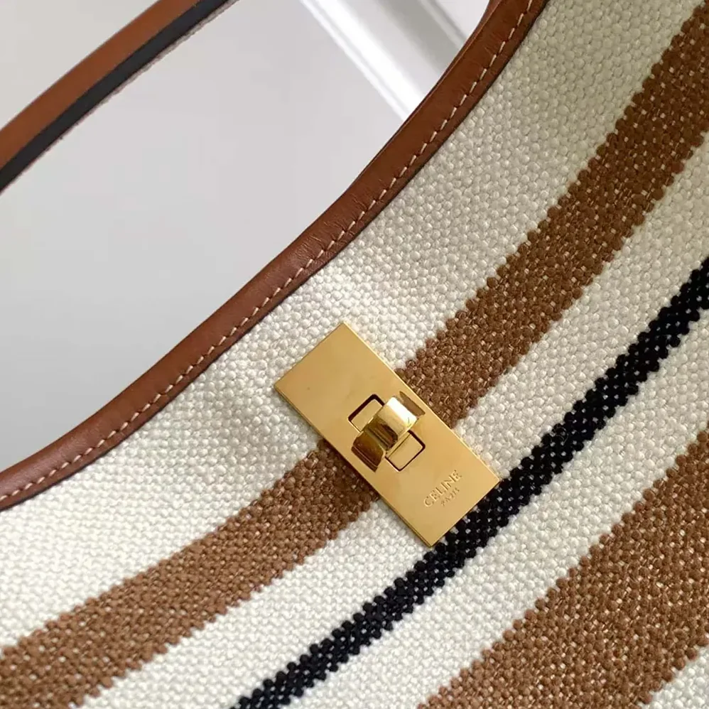 Celine Bucket 16 Bag in Striped Textile with Celine Jacquard for Women Celine Bucket 16 Bag in Striped Textile with Celine Jacquard for Women
