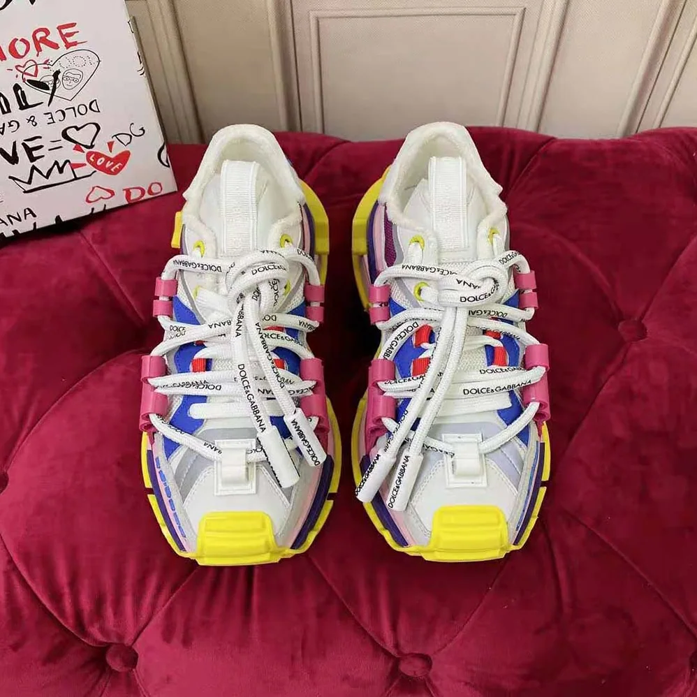 Dolce Gabbana D&G Mixed-Material Space Sneakers for Women in Purple Dolce Gabbana D&G Mixed-Material Space Sneakers for Women in Purple