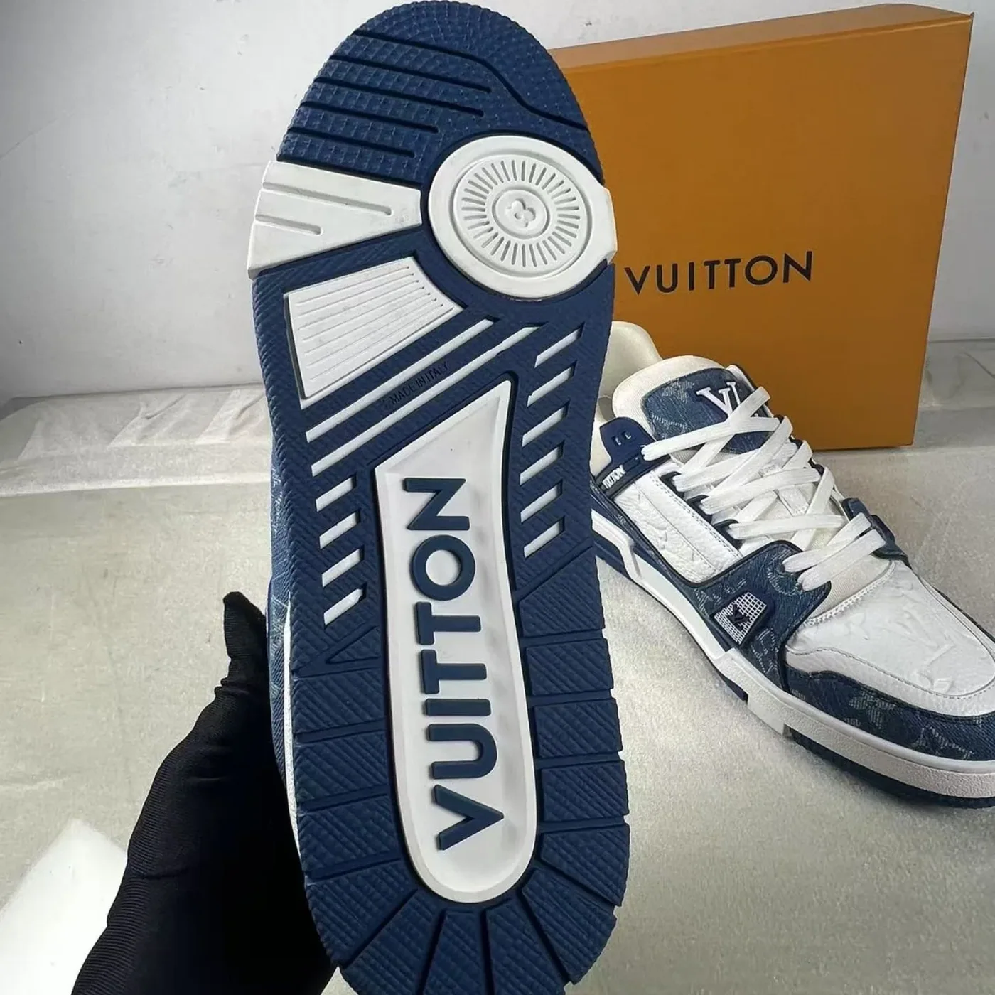 Louis Vuitton Trainer Sneaker Monogram Canvas Blue Virgil Abloh Louis Vuitton Trainer Sneaker Monogram Canvas Blue Virgil Abloh