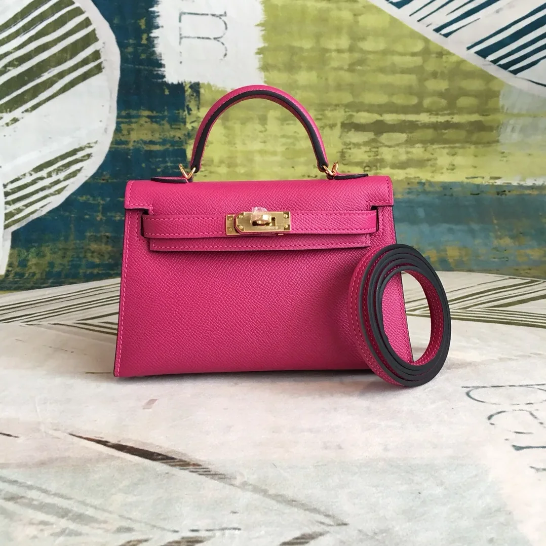 Hermes Mini Kelly Pink Gold Toned Hardware /