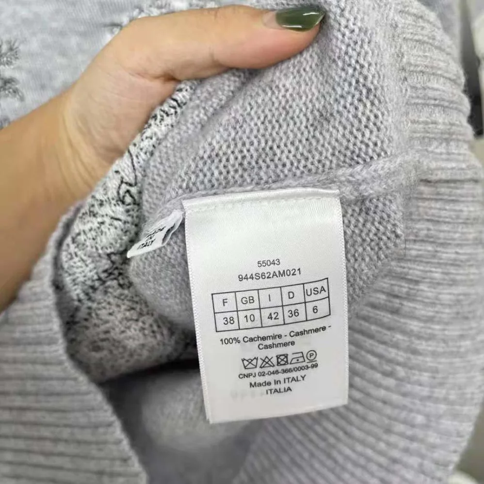 Dior Chez Moi Sweater Gray Cashmere for Women