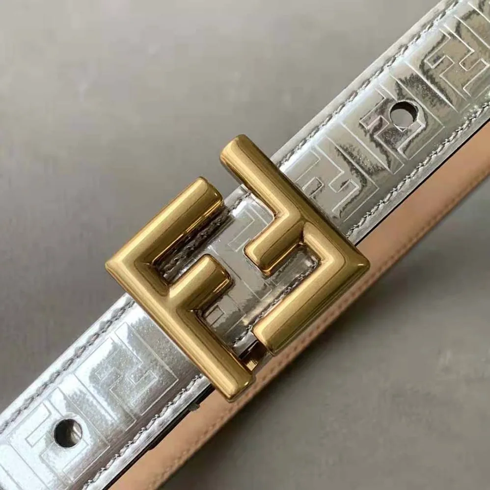 Fendi FF Belt Silver Leather-8C0648AQ1VF04TX for Women Fendi FF Belt Silver Leather-8C0648AQ1VF04TX for Women