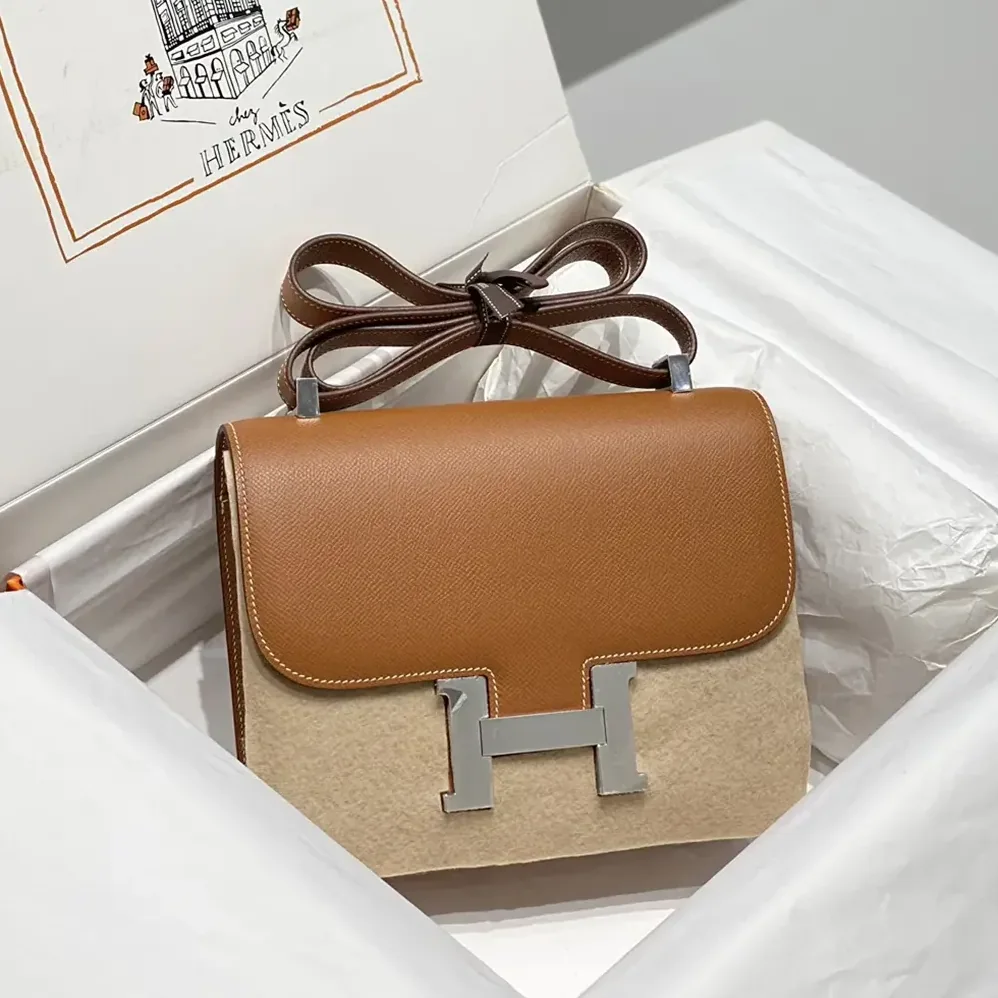 Hermes Constance 18 Bag Epsom Leather for Women in Brown/Silver Hermes Constance 18 Bag Epsom Leather for Women in Brown/Silver