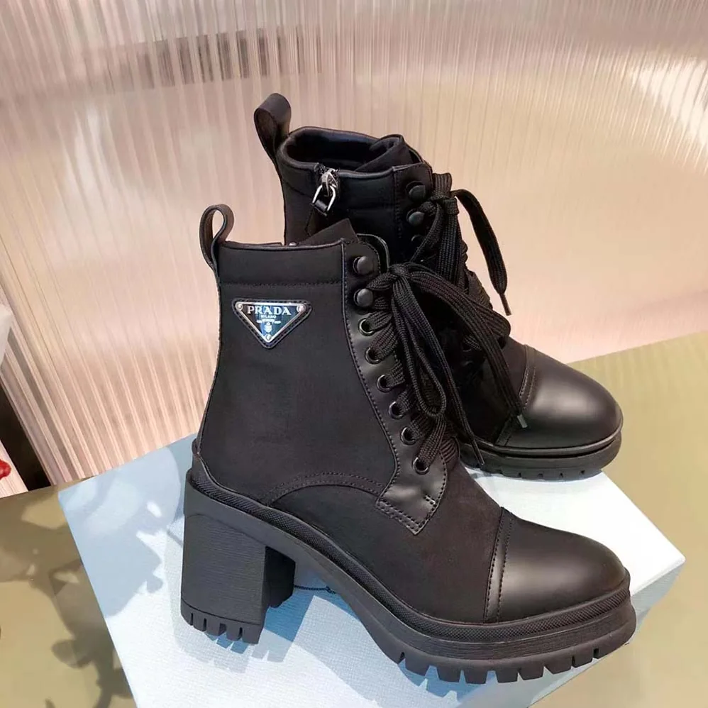 Prada Brushed Leather and Nylon Booties for Women