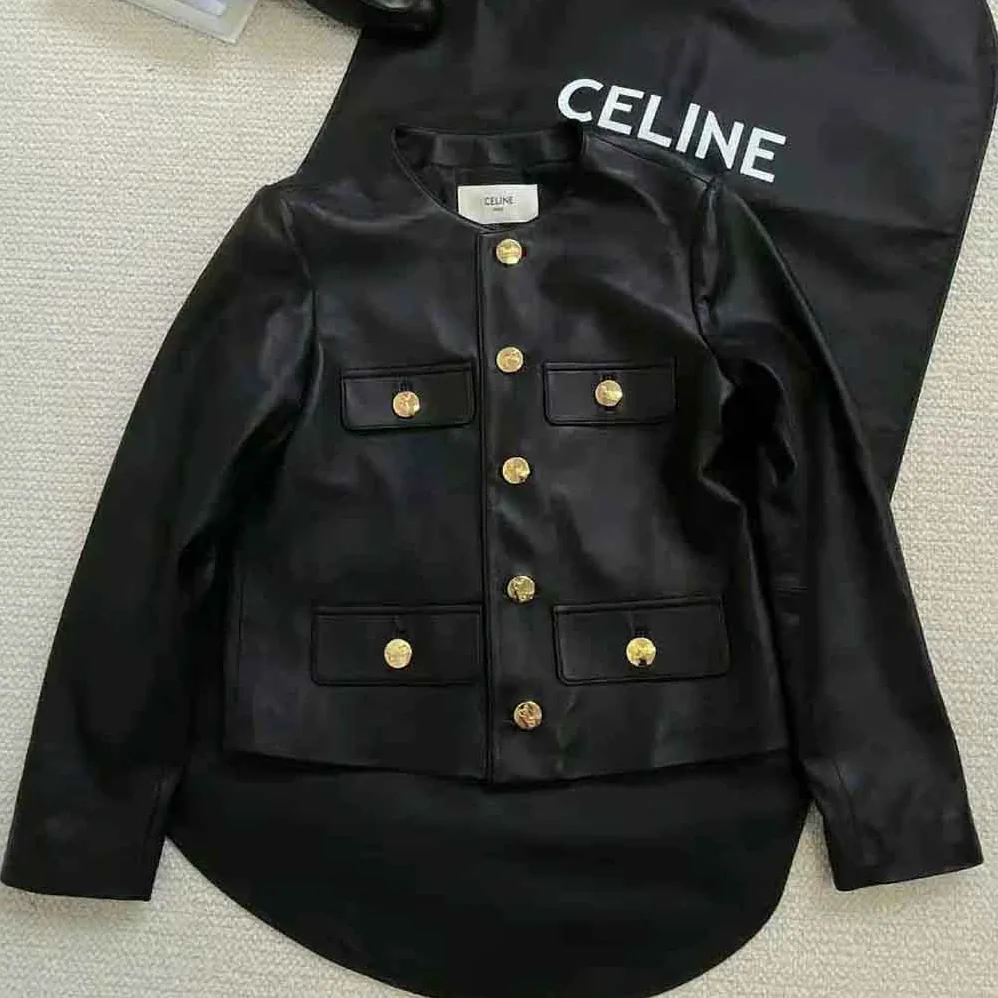 Celine Chasseur Jacket in Lambskin Leather for Women in Black