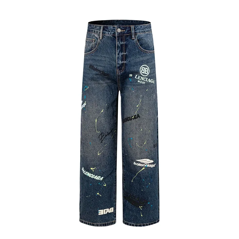 Balenciaga Tattoo Baggy Pants in Dark Grey Cotton Denim for Women Balenciaga Tattoo Baggy Pants in Dark Grey Cotton Denim for Women
