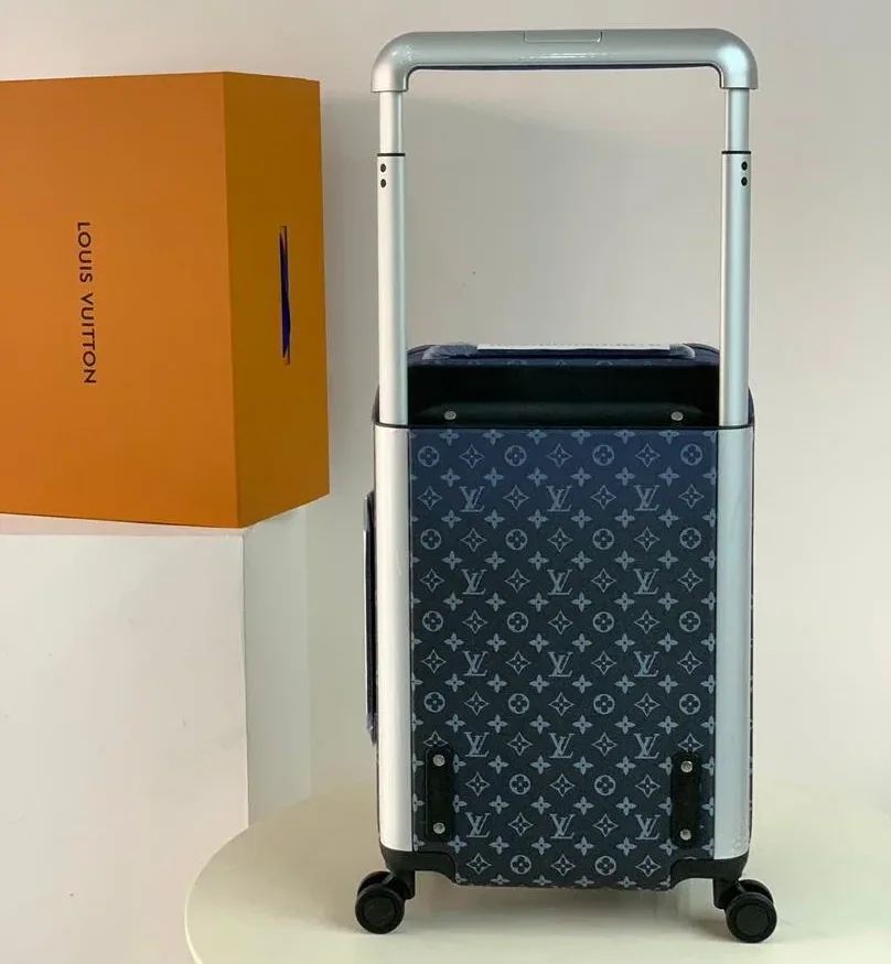 Louis Vuitton Horizon 55 Suitcase in Navy Blue Silver Hardware