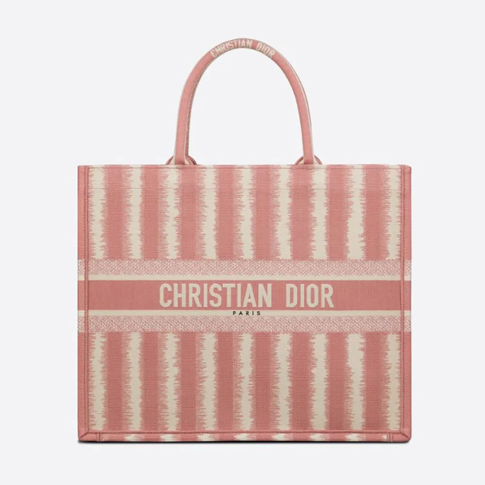 Dior Dior Book Tote Pink D for Women in Stripes Embroidery