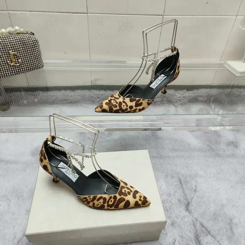 Jimmy Choo Stevie 50 Natural Leopard Print Pony Pumps for Women