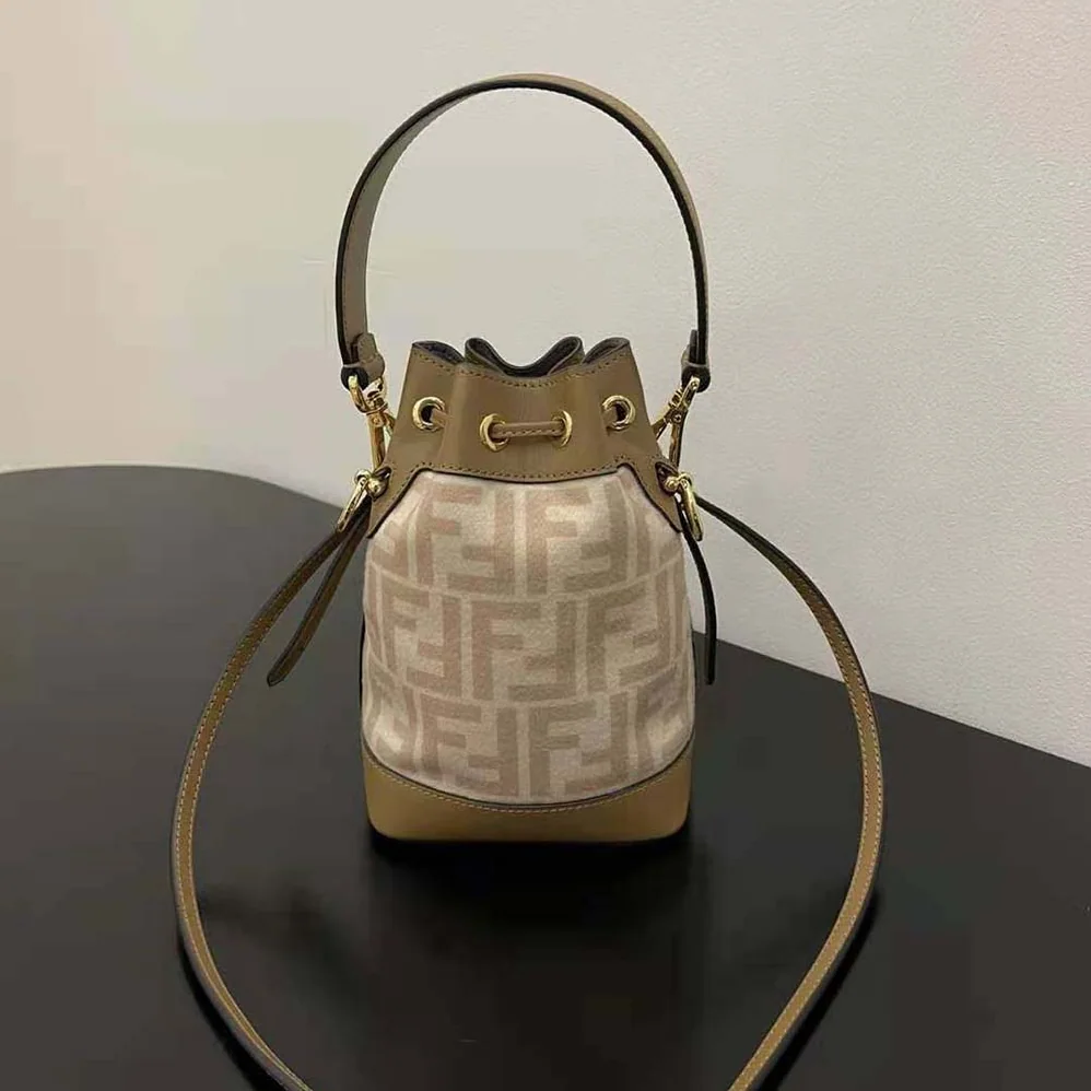 Fendi Small Mon Tresor FF Beige Wool Mini for Women in Bag