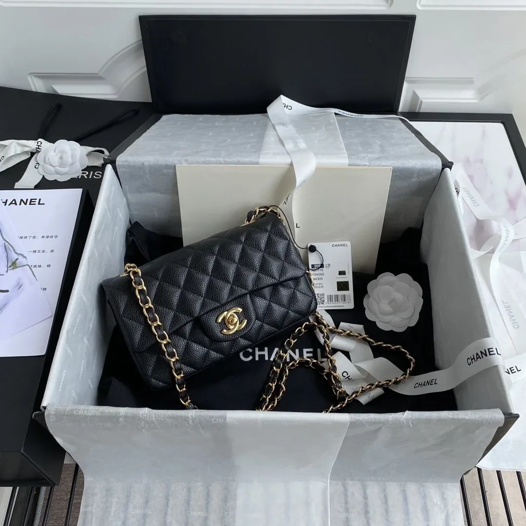 Chanel Classic Flap Bag Small Crossbody in Black Gold Hardware Chanel Classic Flap Bag Small Crossbody in Black Gold Hardware