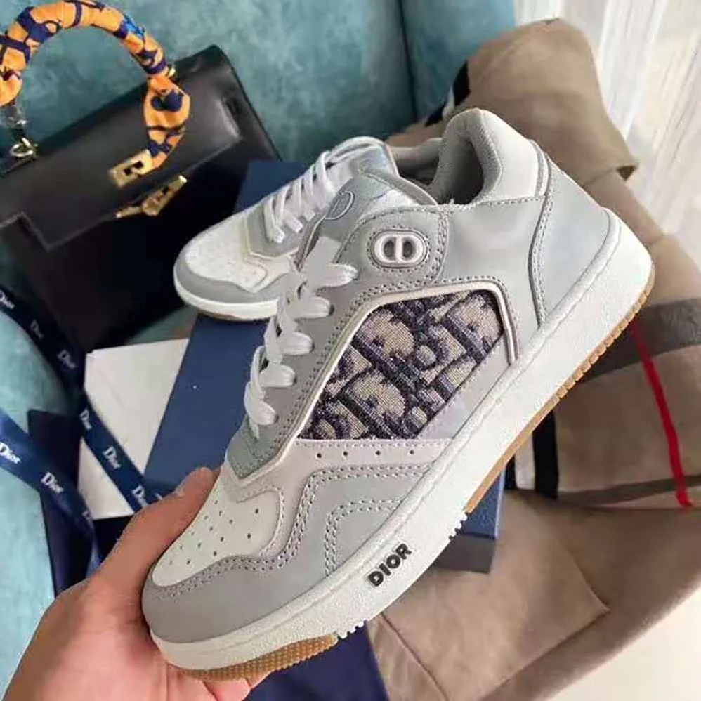 Dior B27 Low-Top Sneaker Smooth Calfskin with Dior Oblique Jacquard for Men in Silve
