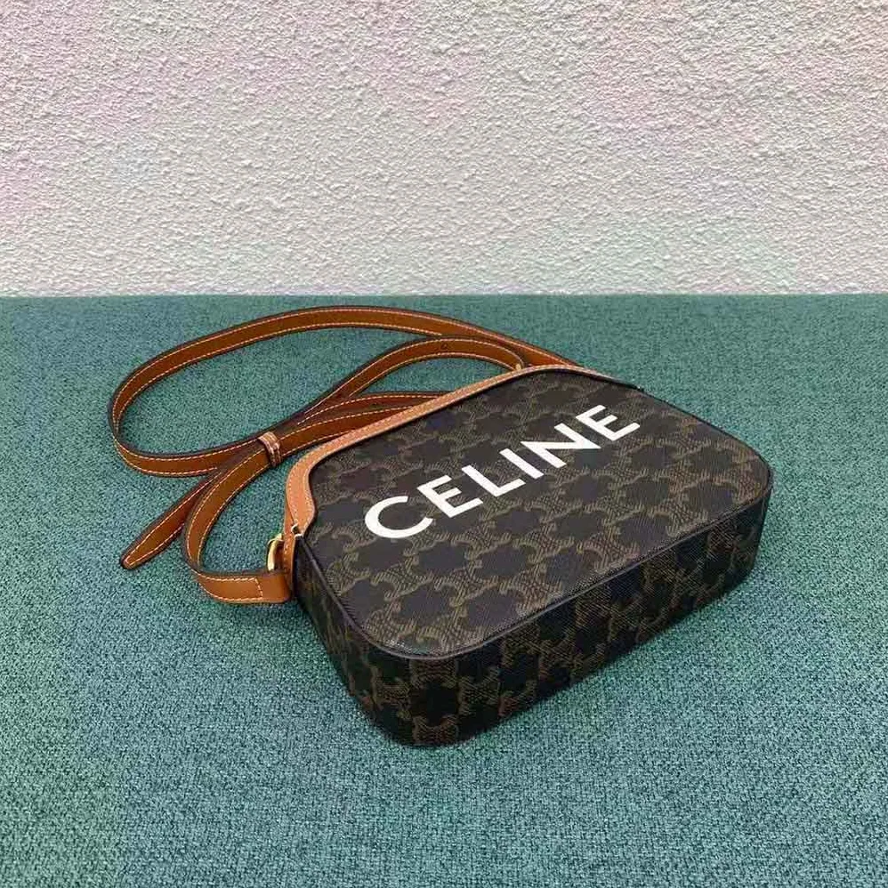 Celine Small Camera Bag in Triomphe Canvas for Women in Brown Celine Small Camera Bag in Triomphe Canvas for Women in Brown
