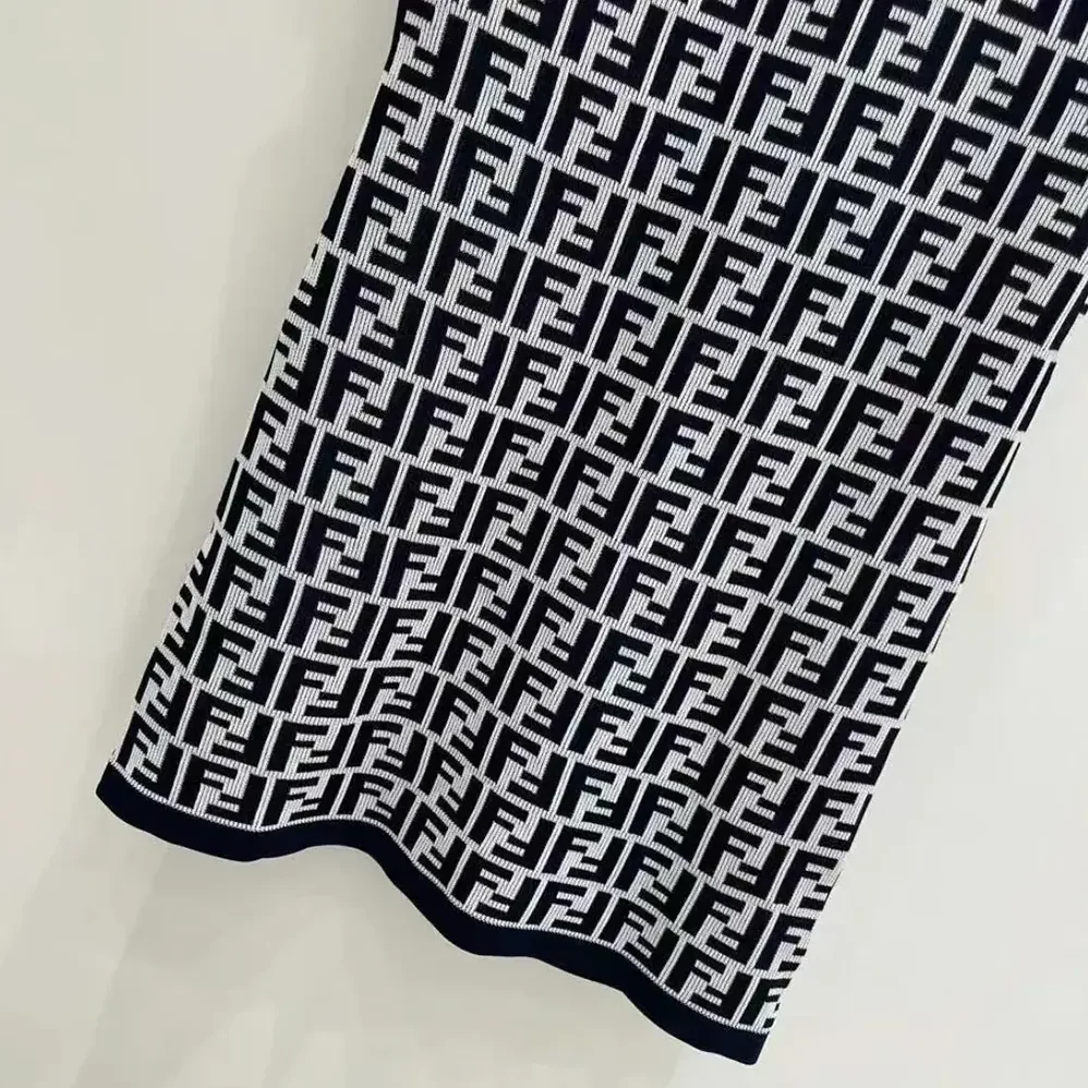 Fendi Navy Blue FF Cotton Dress for Women Fendi Navy Blue FF Cotton Dress for Women