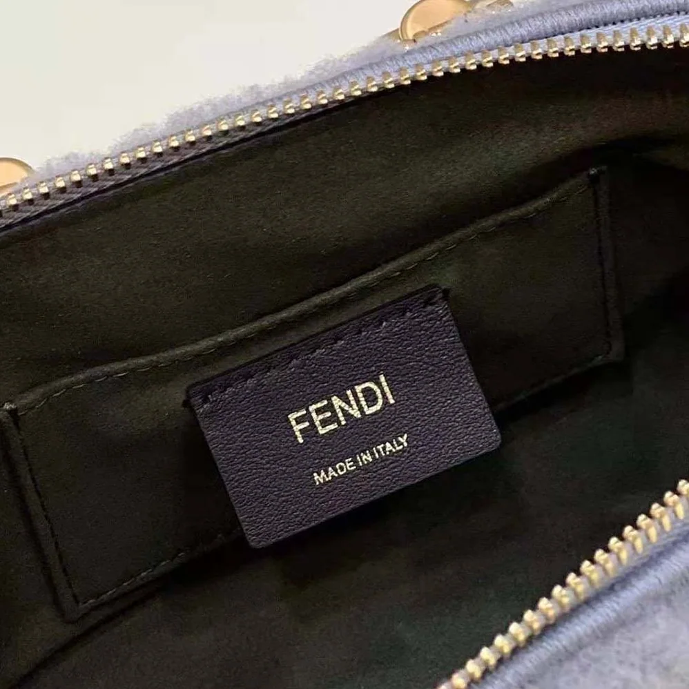 Fendi By The Way Mini Light Gray Sheepskin Small Boston Bag for Women Fendi By The Way Mini Light Gray Sheepskin Small Boston Bag for Women