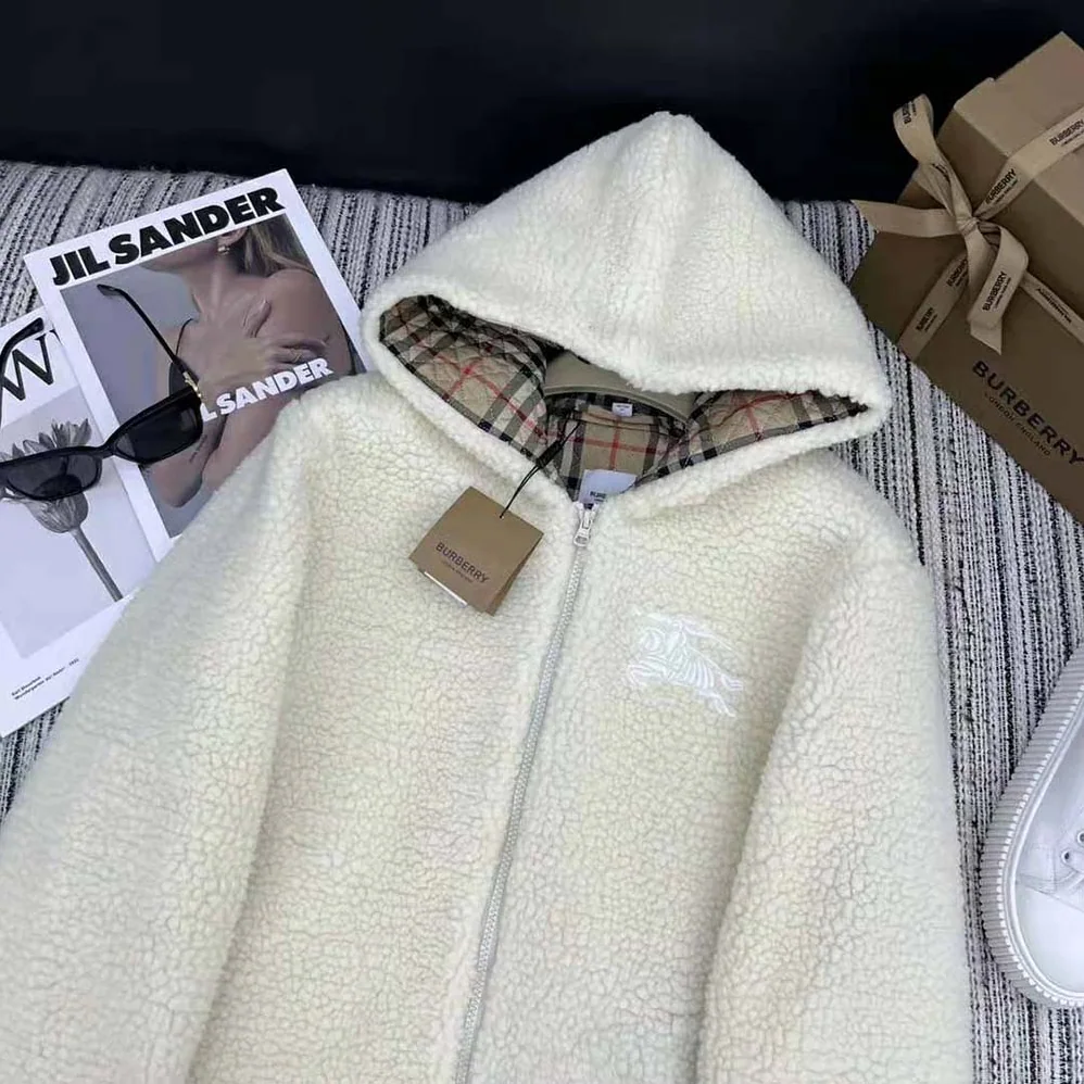 Burberry EKD Fleece Hooded Jacket for Men in White