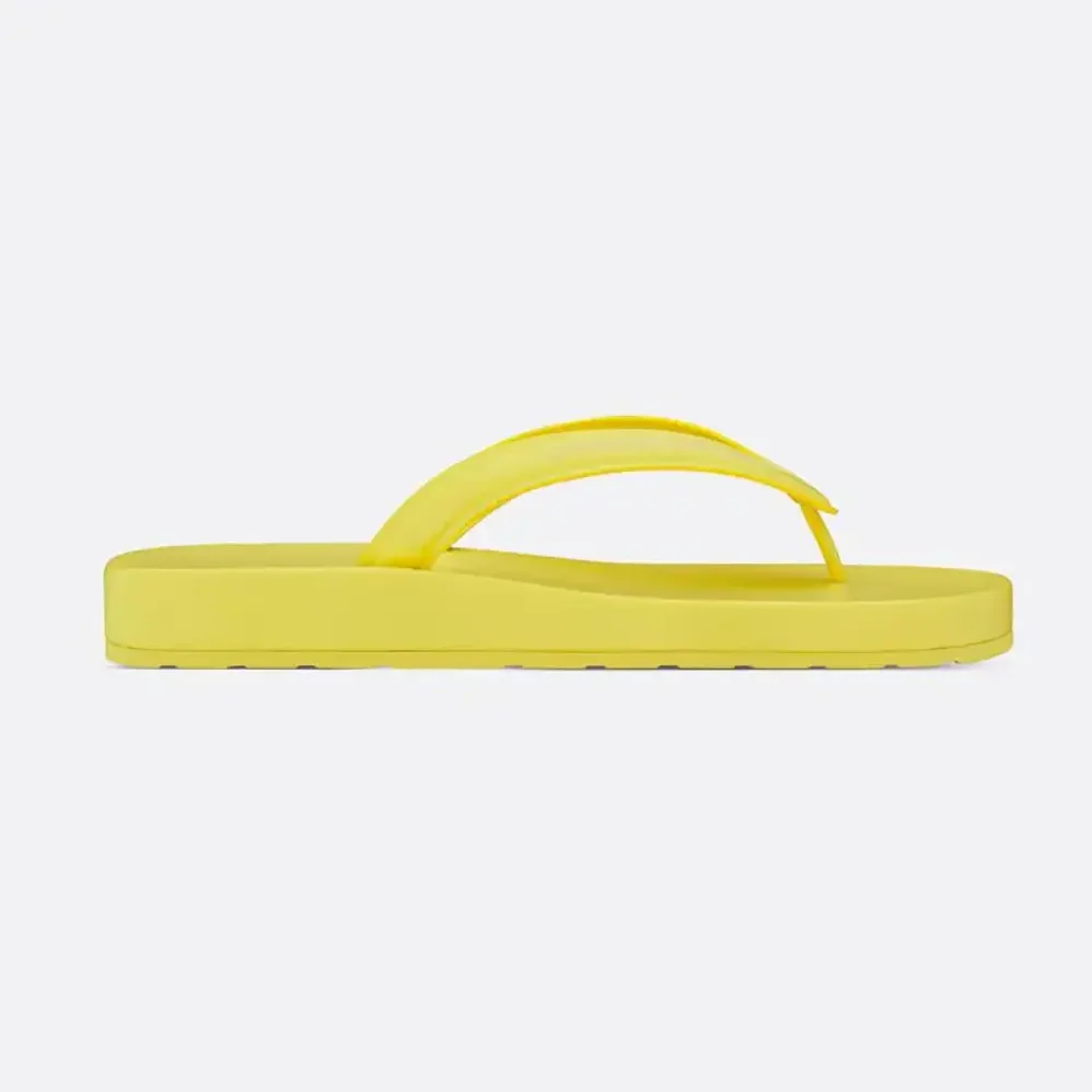 Dior Diorsea Thong Sandal Lemon Yellow Leather for Women in Effect Fabric