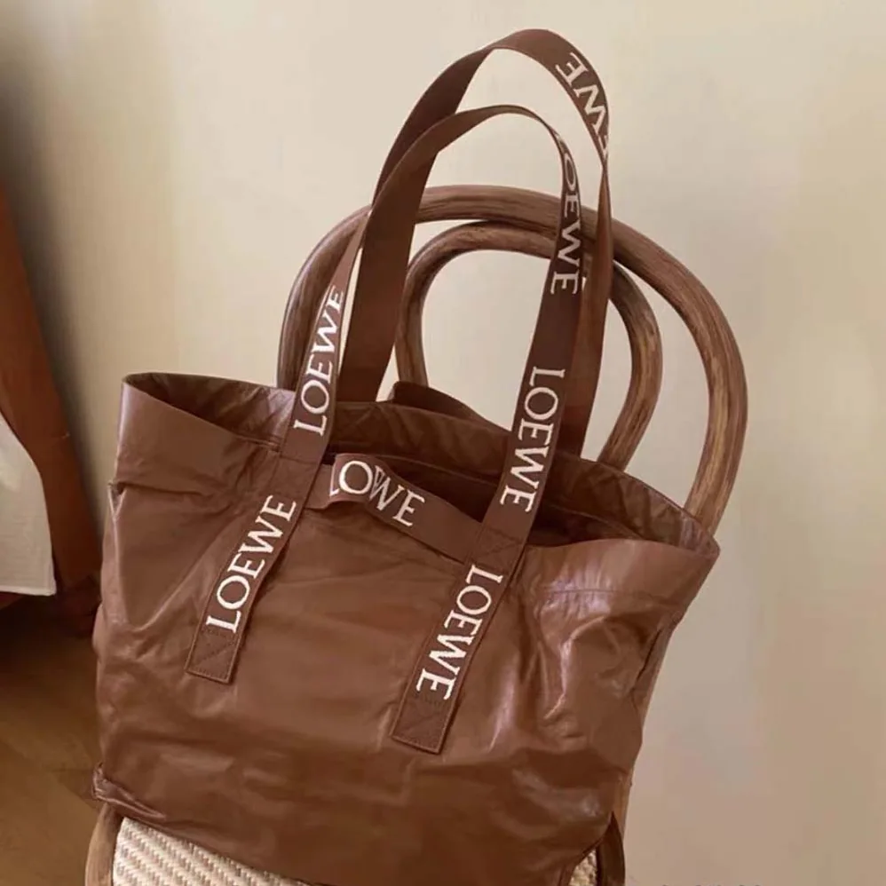 Loewe Fold Shopper in Paper Calfskin for Unisex in Brown