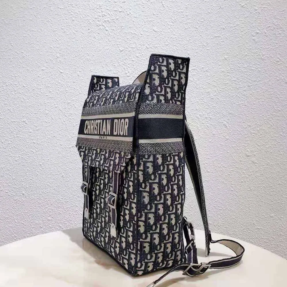 Dior Backpack Blue Dior Oblique Embroidery for Women