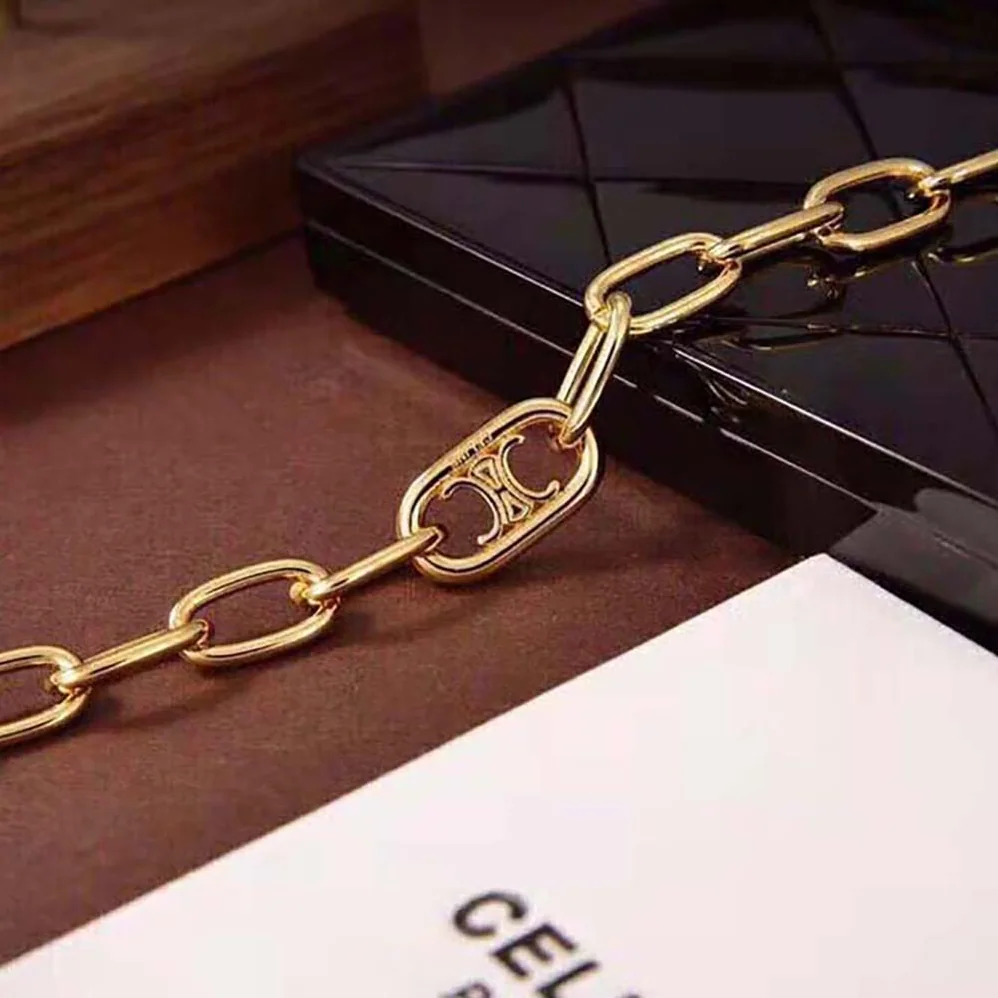 Celine Triomphe Link Necklace in Brass with Gold Finish for Women Celine Triomphe Link Necklace in Brass with Gold Finish for Women